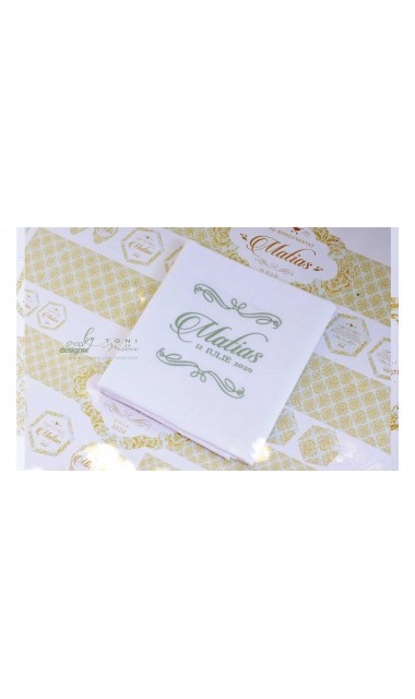 Trusou de botez de lux cu gold si verde menta si motive baroc Luxury 14